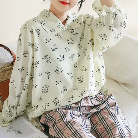 胖妹妹春装小王子玫瑰系列大码气质衬衫2023新款上衣商品大图