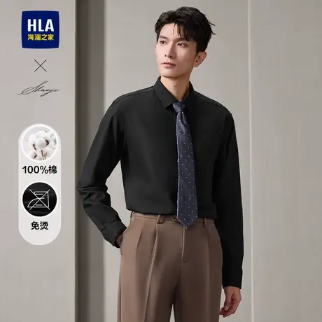 HLA/海澜之家轻商务衫及系列正装衬衫25春季新款纯棉DP免烫长袖男图片