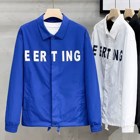 男士夹克外套春秋2023新款潮流修身印花棒球服男装休闲工装上衣服图片