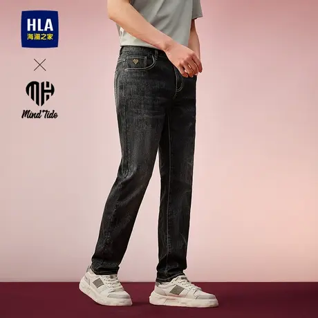 HLA/海澜之家亦心即为系列牛仔裤2025春夏新款时尚绣花直筒裤子男商品大图