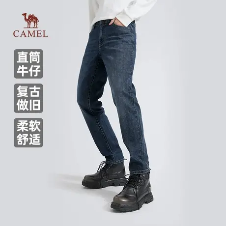 骆驼男装直筒牛仔裤男士2025新款春秋季复古水洗舒适弹力休闲长裤商品大图