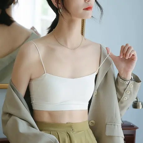 女打底一体式带胸垫莫代尔吊带内搭背心短款美背内衣夏季薄款文胸商品大图