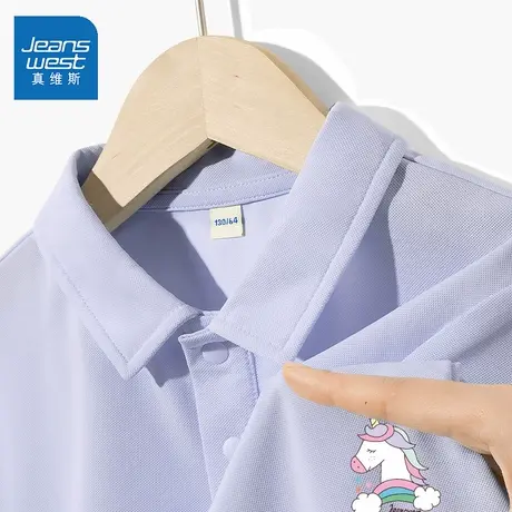 真维斯女童短袖t恤夏季2025新款女孩洋气时髦夏装翻领儿童polo衫图片