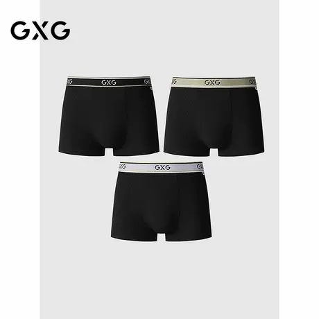 GXG男士内裤 黑色条纹莫代尔舒适内裤男平角裤内裆抑菌透气商品大图