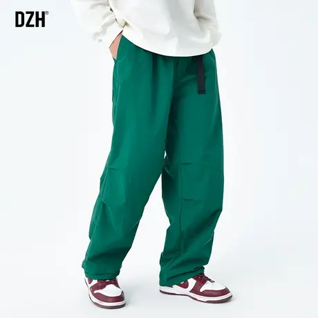 男士绿色美式冲锋裤男款秋季裤子高街直筒2023新款休闲伞兵裤百搭商品大图