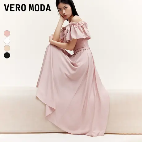 Vero Moda连衣裙2024秋季新款圆领A型大裙摆长裙抹胸可拆卸图片