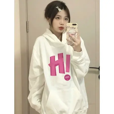 洋气减龄连帽卫衣女秋季薄款百搭宽松显瘦ins潮牌学生外套上衣服商品大图
