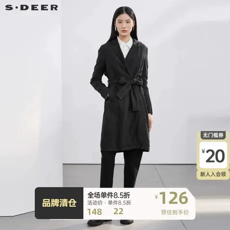 sdeer圣迪奥无扣开襟设计外套女春秋款腰带装饰内衬外套S18361862商品大图