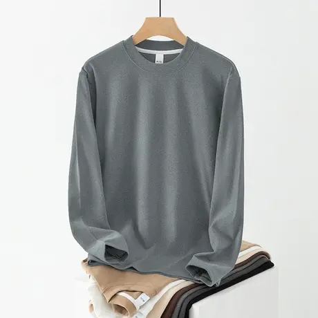 德绒打底衫长袖t恤男潮流秋冬保暖圆领上衣服双面绒内搭纯色秋衣图片