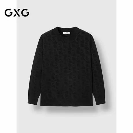 GXG男装 雪尼尔暗纹提花毛衣休闲通勤男针织衫保暖 2024冬季品图片