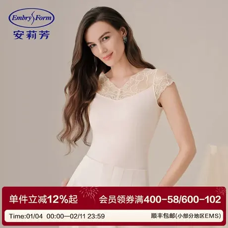 安莉芳背心女士黑色蕾丝外穿V领性感打底内搭舒适羊毛打底衫上装商品大图