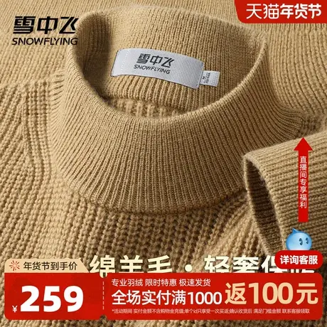 雪中飞厚实柔软【100%绵羊毛】半高领冬纯色简约休闲套头羊毛衫W图片