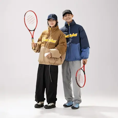 美式复古拼接立领棉服女冬季加厚外套2023新款潮牌宽松情侣装棉衣图片