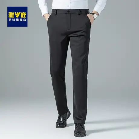 雅鹿男士西装裤2023秋冬季新款宽松直筒加厚休闲裤商务加绒长裤子商品大图