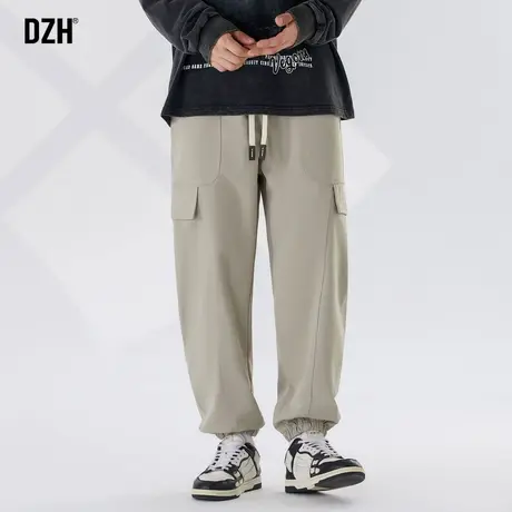 男士卡其色休闲裤男秋季男款高级感裤子2023年新款束脚裤工装长裤图片