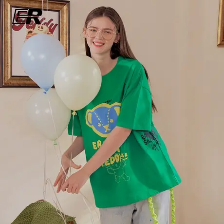 ER T恤宽松休闲夏季百搭情侣纯棉短袖上衣潮商品大图