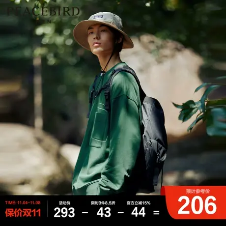 太平鸟男装 2023年秋季新款圆领卫衣男士工装户外休闲套头上衣#商品大图