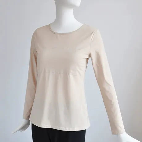 长袖防凸点内搭棉T恤针织衫带胸垫文胸上衣棉垫内衣商品大图