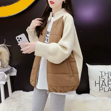 设计感拼接毛衣开衫女2023新款秋冬季爆款洋气宽松慵懒风针织外套商品大图