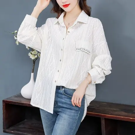 蕾丝衬衫女秋装新款2023很仙的上衣超仙微胖法式轻奢洋气独特别致商品大图