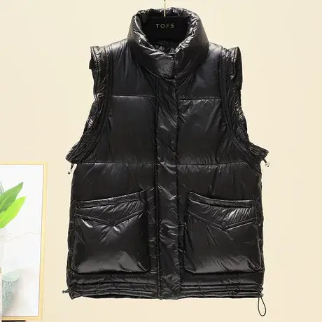 欧洲站秋冬新爆款轻薄便羽绒棉马甲女短款百搭外穿马夹抽绳背心潮商品大图