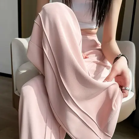 高级感窄版西装阔腿裤女夏季新款冰丝宽松显瘦直筒小个子香蕉裤子商品大图