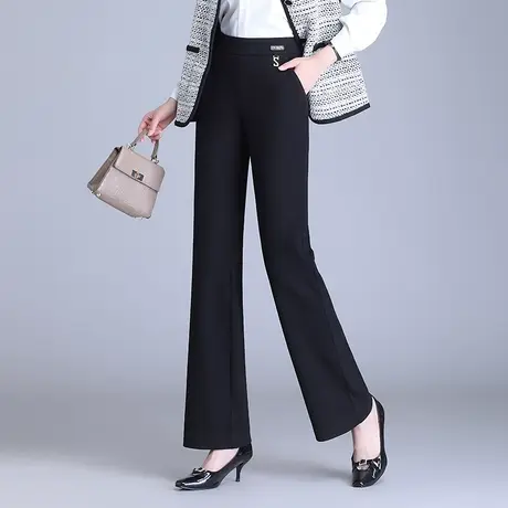 黑色高腰长裤微喇裤女秋季2023新款垂感显瘦通勤西装喇叭裤休闲裤商品大图