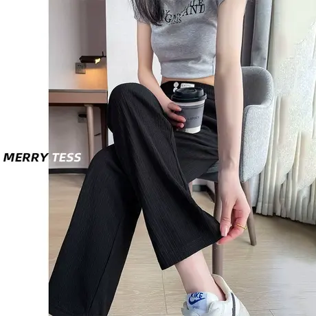 黑色哈伦休闲裤女秋季2023年新款爆款高腰显瘦小个子百搭老爹裤子商品大图