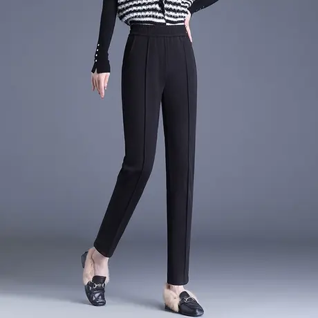 妈妈春秋新款萝卜裤子女宽松加大码高腰显瘦中老年休闲哈伦直筒裤图片