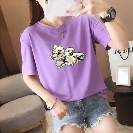 黑色短袖t恤女潮牌2024年新款夏季宽松纯棉半袖设计感小众情侣装商品大图