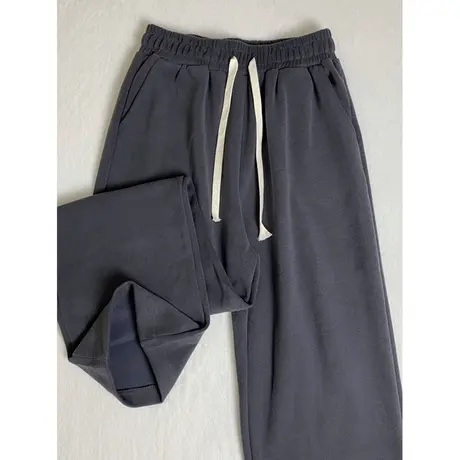 薄款直筒休闲裤女春夏装宽松韩版百搭高腰垂感阔腿运动拖地长裤图片