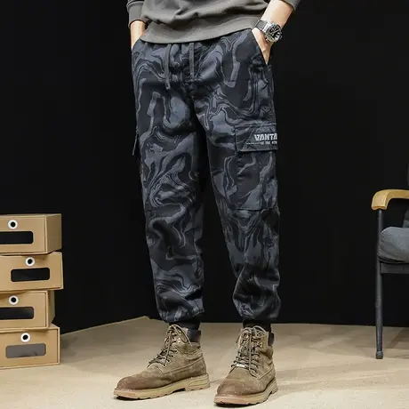 迷彩春秋工装裤子男春季2024新款潮牌束脚男士长裤男裤休闲裤男潮商品大图