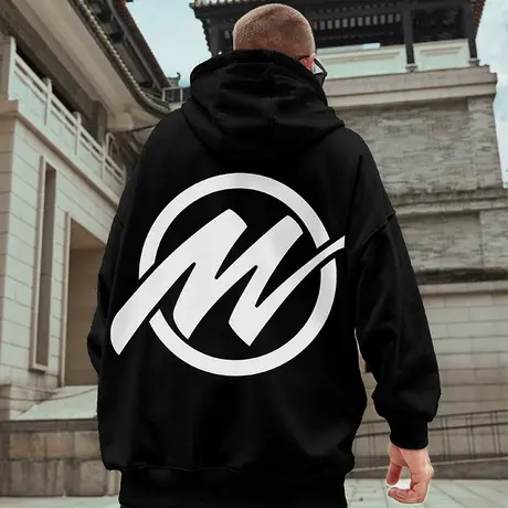 oversize秋冬季宽松嘻哈加肥加大码潮牌连帽加绒加厚潮流卫衣男潮图片