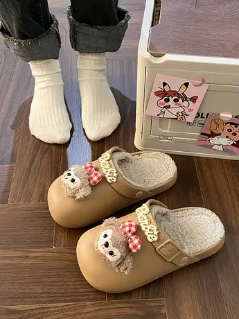 卡通星黛露外穿小方头女洞洞鞋软底踩屎感棉鞋可爱休闲韩版棉拖鞋商品大图