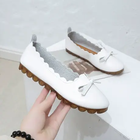 牛筋软底豆豆鞋女2024新款夏季透气百搭韩版休闲浅口护士平底单鞋商品大图