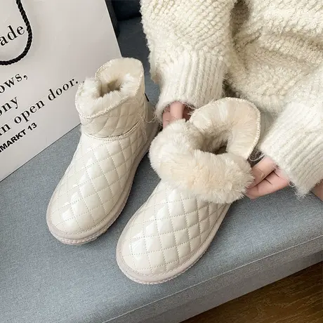 雪地靴女短筒2024新款冬季韩版加厚绒保暖棉鞋防水防滑厚底马丁靴图片