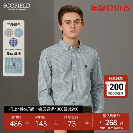 SCOFIELD男 长袖衬衫男经典格子商务休闲衬衣正装莱卡格纹职业商品大图