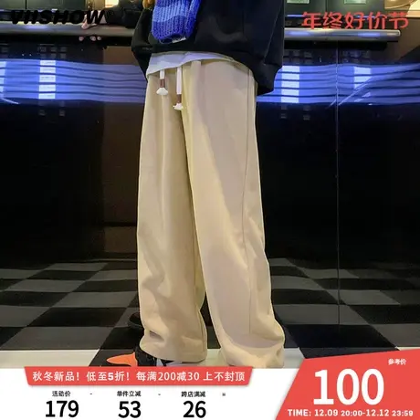 VIISHOW灯芯绒裤子男士秋冬宽松直筒加绒休闲裤男生垂感长裤子商品大图