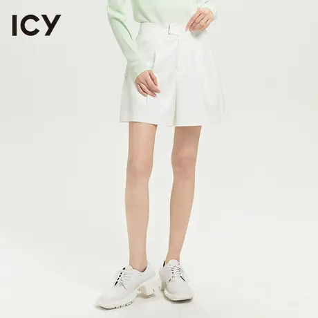 icy2023春季新款简约气质通勤显瘦小个子休闲短裤女商品大图