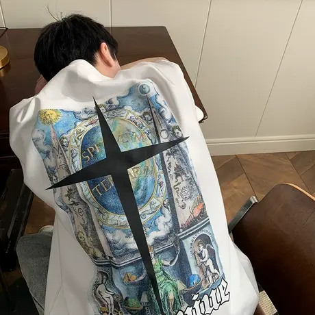 短袖t恤男潮牌ins宽松港风美式vibe风百搭夏季半袖衣服设计感体恤图片