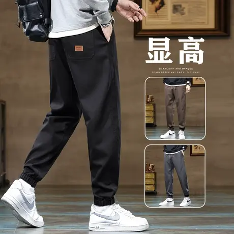 黑色工装男裤子春秋款男装潮牌束脚痞帅气高端哈伦休闲裤春季新款商品大图