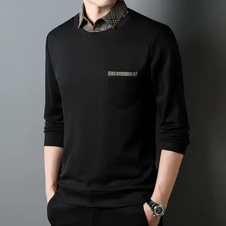 假两件卫衣男春秋痞帅拼接套头男装2024新款长袖T美拉德上衣外搭商品大图