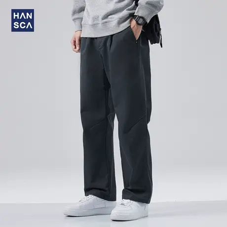 hansca复古潮牌休闲裤男秋季vintage潮流美式休闲宽松百搭直筒裤商品大图