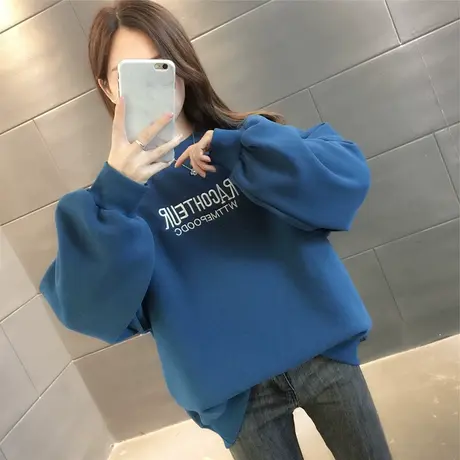 圆领女士卫衣秋装2023年新款宽松秋冬季加绒加厚爆款外套女ins潮商品大图