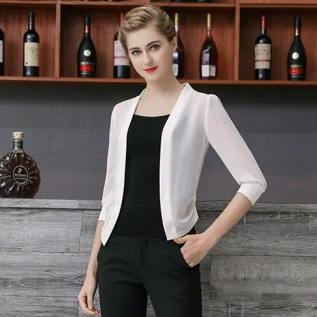 雪纺小披肩女夏百搭短款薄短外套2023韩版新款七分袖开衫裙子外搭图片