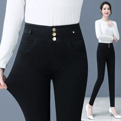 黑色小脚裤女弹力显瘦秋季2023新款时尚高腰休闲裤百搭紧身铅笔裤图片