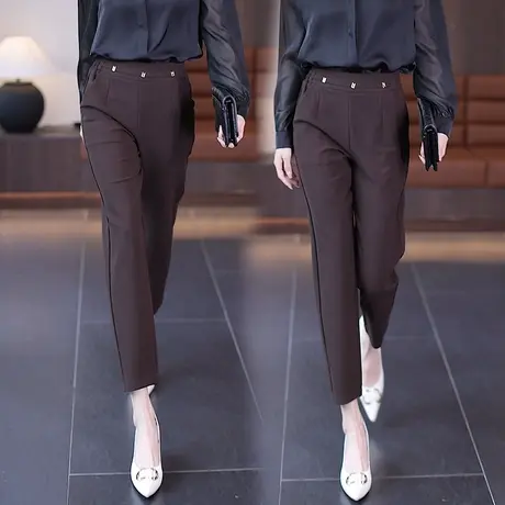 黑色九分西装哈伦烟管裤女秋天高腰直筒裤2023年新款职业小脚裤女图片