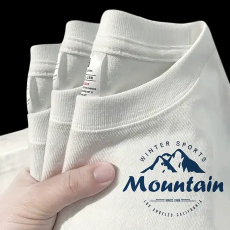 白色仿棉短袖T恤女2023新款夏季宽松小众设计感情侣装潮流上衣服商品大图