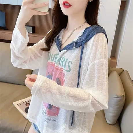 户外透气防晒衣女2023新款夏季韩版宽松大码冰丝薄款休闲时尚外套商品大图