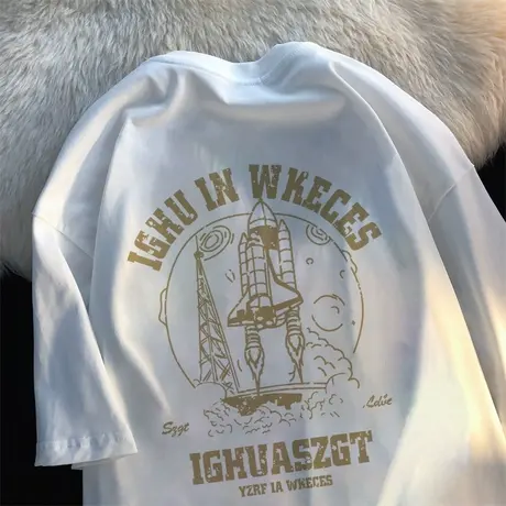 纯棉重磅美式复古短袖t恤女2023新款夏季宽松设计感小众上衣体恤图片